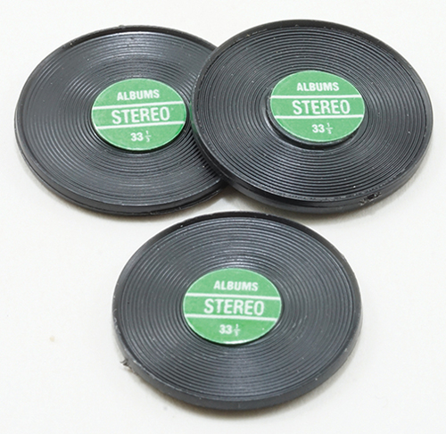 Dollhouse miniature RECORDS, GREEN LABEL, 3PK